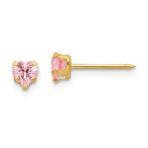 Inverness 14k 4mm Pink Heart CZ Earrings 471E - $1,951.58 MXN