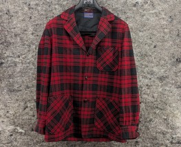 PENDLETON Red Wool Jacket Shadow Plaid Vintage Men&#39;s Small - $69.99