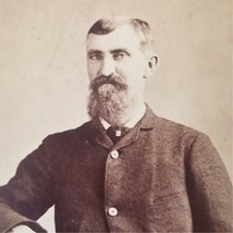 Antique Cabinet Card Found Photo 1880s Man Portrait Suit Pocket Watch Chicago - £28.10 GBP