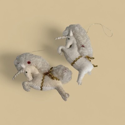 Unicorn Christmas Ornaments Holiday Tree Decor Animal Magical Felt Dried Flowers Item image 6