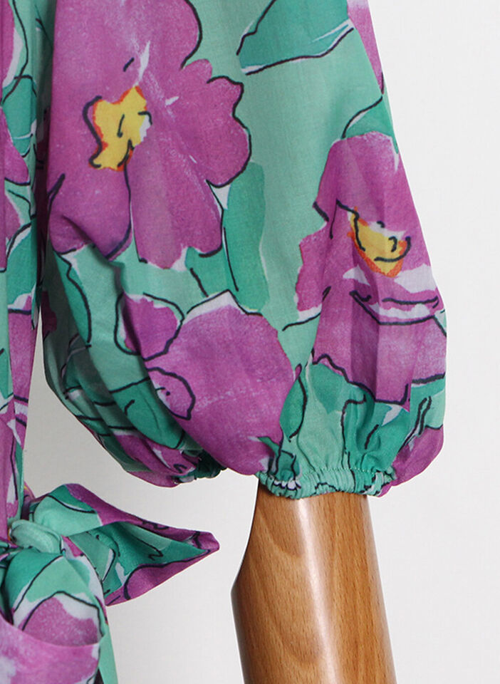 Women's Designer Puffy Sleeve Ruffled V-neck Floral Print Wrap Dress AUS STOCK Item image 7