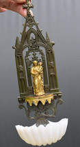 ⭐ antique bronze holy water font w religious statue,made 18th century⭐ - $98.01