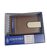 Stafford Front Pocket Wallet New Mens Brown Leather Slim Card Case Money... - $35.69