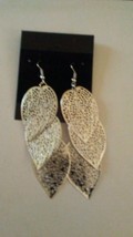 Silver Filigree Leaf Drop Earrings - £5.50 GBP