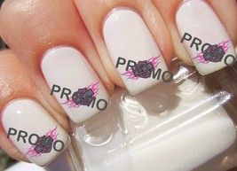 Pink Flames Harley Motorcycle Salon Quality Nail Art Decals - $230.55 MXN