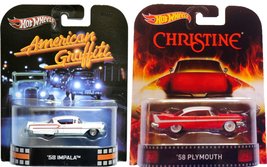 2015 Christine &amp; American Graffiti Hot Wheels Set - Chevy Impala 2013 2 Car Retr - £59.32 GBP