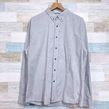 LINKSOUL Long Sleeve Button Down Shirt Gray Solid Lightweight Stretch Mens Large - £37.77 GBP