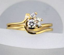 1/3ct Diamond Bridal Wedding Set Rings REAL Solid 14K Yellow Gold 3.8g Size 6.25 - £289.46 GBP