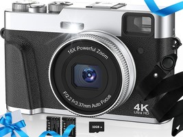 Upgraded 4K Digital Camera With Sd Card Autofocus,48Mp Point And, 2 Batteries - £102.08 GBP