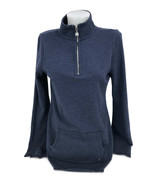 Victoria&#39;s Secret Dark Blue Heather Quarter Zip Soft Cotton Fleece Sweat... - £16.77 GBP