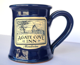 Deneen Pottery Agate Cove Inn Mendocino Blue Hand Thrown Straight Mug EUC - £20.18 GBP