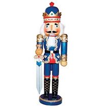 Blue Bejeweled King with Sword Wooden Christmas Nutcracker 15 Inch - $49.48