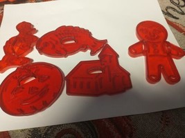 VTG HRM/ Loma Red Plastic  Cookie Cutters,  Church,Donald Duck, Hallowee... - $7.92