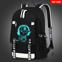 Teenage Waterproof Backpack Cute Kids Black Nylon School Bags For Boys Laptop An - £57.27 GBP