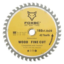 Foxbc Track Saw Blade 42T 160X1.8X20Mm 205561 For Festool Ts 55, Wood Fi... - $41.97