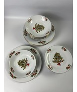 Tienshan Holiday Hostess Christmas Tree Fine China  Dinner Set Plate Sal... - $89.30 CAD