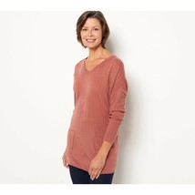 Denim &amp; Co. Drop Shoulder Long-Sleeve Pocketed Tunic (Dusty Rose, MP) A458593 - $15.95