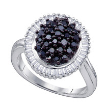 Sterling Silver Round Black Color Enhanced Diamond Cluster Oval Ring 1.00 - $359.00