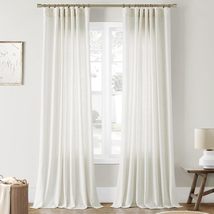 Joywell Natural Linen Cream Curtains 84 Inches Long for Living Room Bedr... - £22.71 GBP