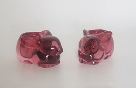 Set Of 2 Yankee Candle Pink Glass Rabbit Easter Bunny Tealight Candle Holders - £25.68 GBP