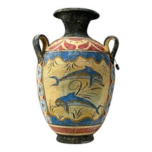 Three Handles Hydria Water Jar Minoan Vase Pottery Painting Dolphin Knossos - £89.41 GBP