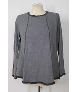 J Jill S Gray Knit Inside-Out Long Sleeve Cotton Modal Stretch Top - £20.25 GBP