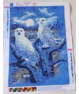 Diamond Art Painting COMPLETED HANDMADE Snow Owls Moon Tree Canvas 12” x... - £27.65 GBP