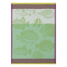 Le Jacquard Francais Moorea Green Fish Pattern Cotton Tea Kitchen Towel - $23.95