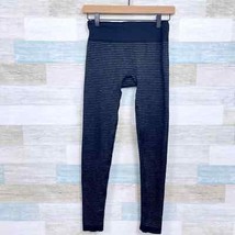 Athleta Shimmer Stripe Activewear Leggings Black Gray Yoga Nylon Womens ... - £23.73 GBP