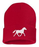 Embroidered RUNNING HORSE Cuffed Beanie Hat, Embroidered Gift, Winter - $22.31 CAD