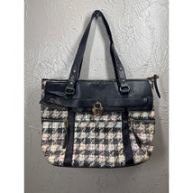 Vintage Y2k Juicy Couture Tote Large Tweed Wax Coated Handbag Vegan Leather - $29.95