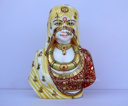 Marble Woman Statue Indian Rajasthani Bani Thani Tribal Ethnic Decorative Figure - £275.32 GBP