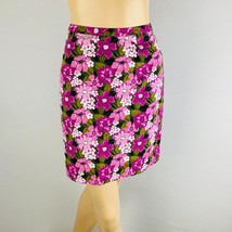 Petite Sophisticate Cotton Lined Pink Olive Green Women&#39;s 8 Floral Pencil Skirt - £14.28 GBP