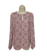 LOFT Womens Boho Peasant Blouse Top Sz Small Multicolor Floral Long Sleeve - $40.74 CAD