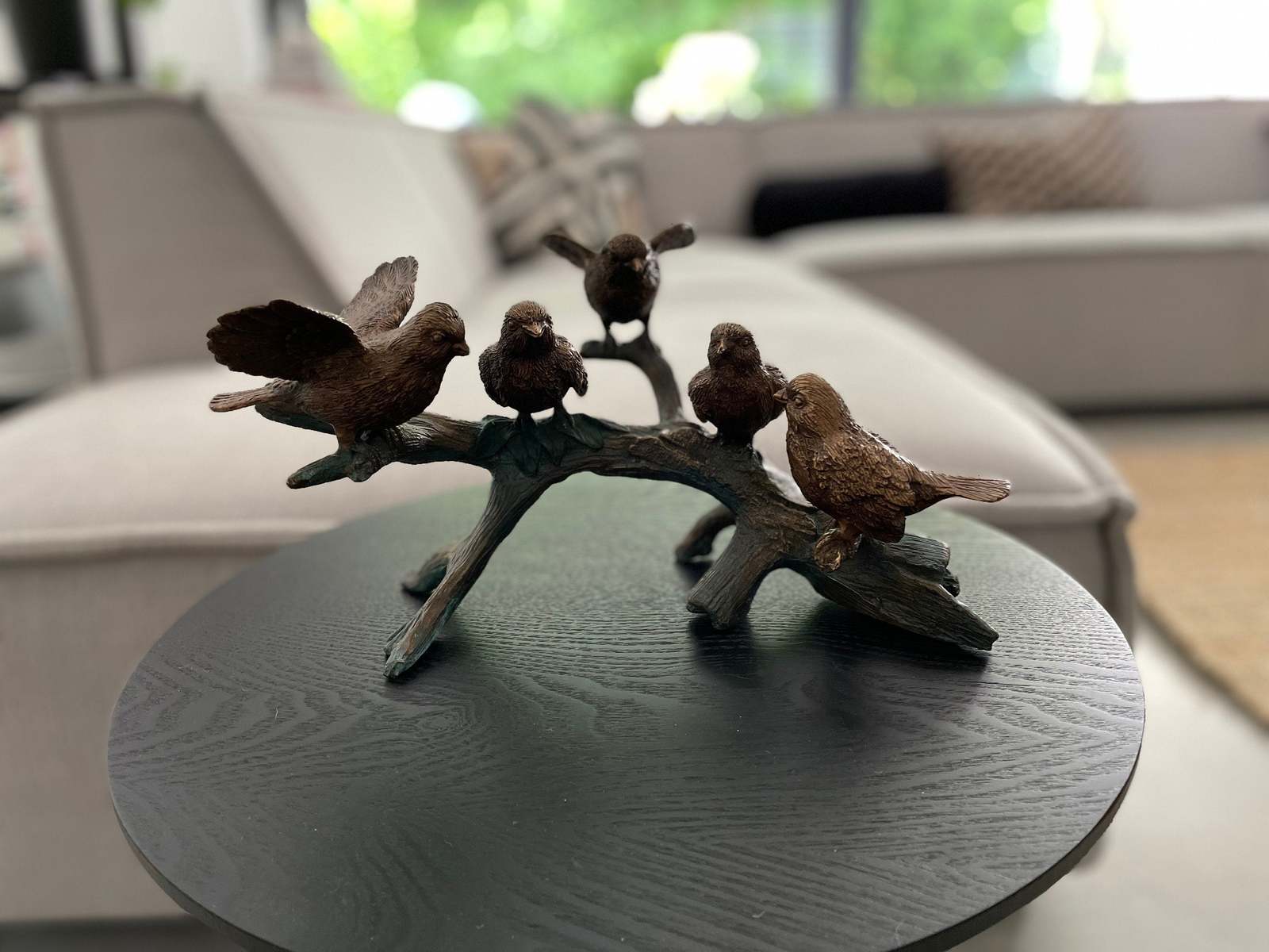 Bird Gathering on Branch – Bronze Sculpture. 29x19x19cm - $239.95