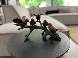 Bird Gathering on Branch – Bronze Sculpture. 29x19x19cm - $328.50 CAD