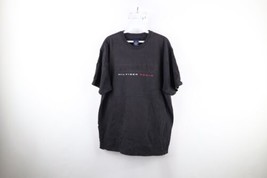 Vintage 90s Tommy Hilfiger Mens Large Faded Spell Out Center Logo T-Shirt Black - £31.76 GBP
