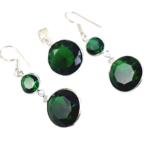 Sterlingsilber Smaragd Quarz Edelstein Handmade Ohrringe Damen Geschenk ... - £49.86 GBP