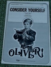 Consider Yourself  Lionel Bart, Norman Leyden, Oliver! 1960  OLD SHEET M... - $5.93