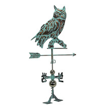 Verdigris Copper Owl Weathervane Roof Mount Home Garden Decor Forest Lodge Art - £155.69 GBP
