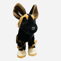 Wild Republic African Wild Dog Plush 13 Inches Plastic Eyes Nose Black Brown - £11.62 GBP