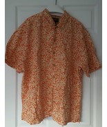 Eddie Bauer Men&#39;s XL Button Front Shirt Hawaiian Print Tan Beige Orange ... - £10.93 GBP