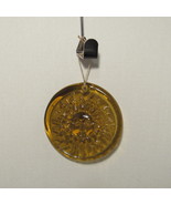 Vintage Celestial PRESSED AMBER GLASS SUN CATCHER Detailed Face Hanging Folk Art - $24.99