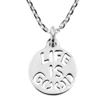Charming Inspirational Life Is Good .925 Sterling Silver Necklace - £15.18 GBP