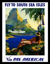 Hawaii Pan American Retro poster  Custom Framed A+ Quality - £36.02 GBP