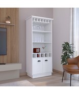 70&quot;H White Bar Cabinet: Wine Rack &amp; Glass Shelves - $8,015.44 MXN