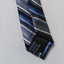 Platinum Designs Men's Tie Blue/Gray Striped 100% Silk Classic Length image 7