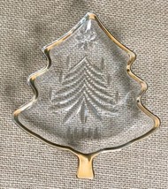 Mikasa Yuletide Tree Dish 5&quot; For Candy Nuts Clear Glass Gold Trim Christmas - £3.00 GBP