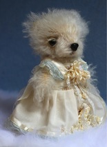 White dressed teddy bear/Artistic dressed teddy/white dress with flowers... - £175.90 GBP
