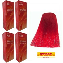 4 X Berina Hair Dye A23 Bright Red Color Fashion Style Permanent Color Cream - £30.31 GBP